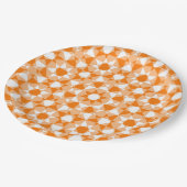 Orange White Checker Diamond Plaid Pattern Pappteller (Schrägansicht)