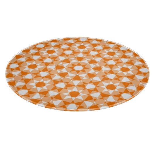 Orange White Checker Diamond Plaid Pattern Schneidebrett (Ecke)