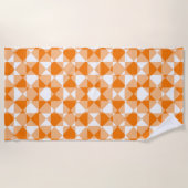 Orange White Checker Diamond Plaid Pattern Strandtuch (Vorderseite)