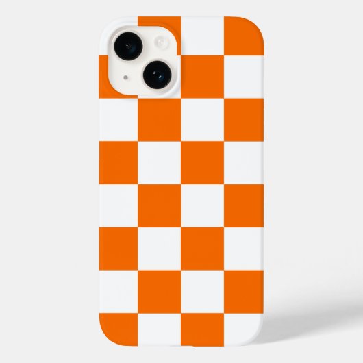 Orange White Checkered Karo Muster iPhone Case (Rückseite)