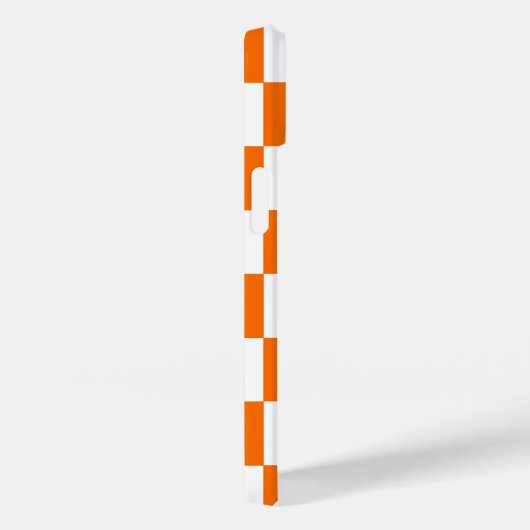 Orange White Checkered Karo Muster iPhone Case (Rückseite / Rechts)