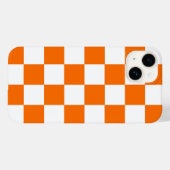 Orange White Checkered Karo Muster iPhone Case (Rückseite (Horizontal))