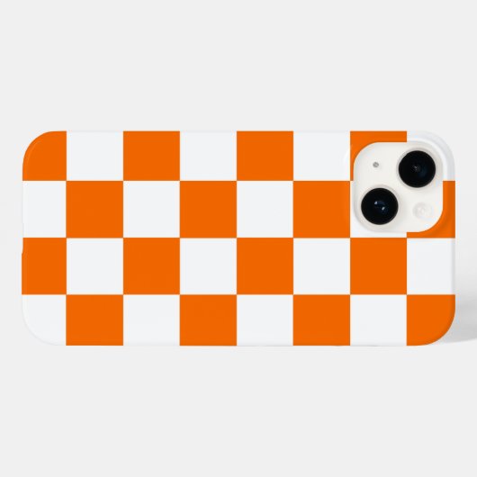 Orange White Checkered Karo Muster iPhone Case (Rückseite (Horizontal))