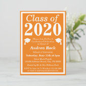 Orange White Class 2024 Abschluss Foto Einladung (Stehend Vorderseite)