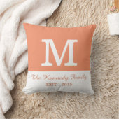 Orange White ColorBlock Reversible Family Monogram Kissen (Decke)
