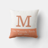 Orange White ColorBlock Reversible Family Monogram Kissen (Rückseite)