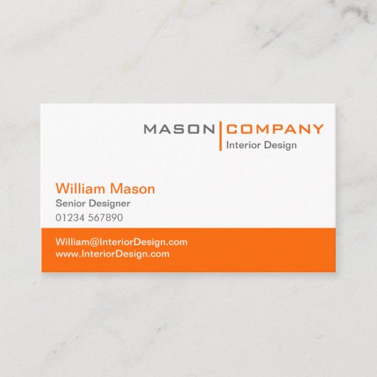 Orange & White Corporate Business Card Visitenkarte (Vorderseite)
