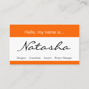 Orange & White Corporate Name Tag - Visitenkarte