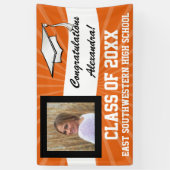 Orange White Custom Foto Abschluss Sign Banner (Vertikal)