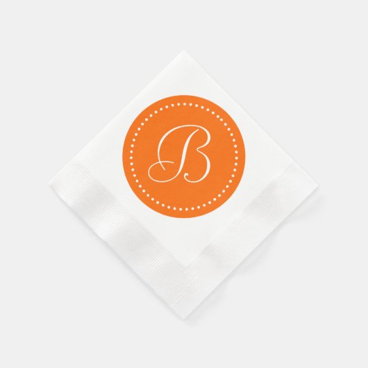 Orange/White Dot Monogramm Serviette (Ecke)