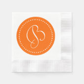 Orange/White Dot Monogramm Serviette (Vorderseite)