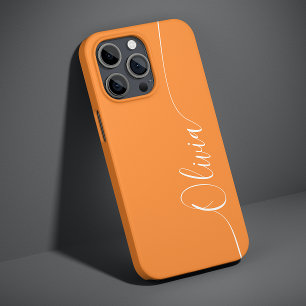 Orange White Elegant Calligraphy Script Name Case-Mate iPhone 14 Hülle