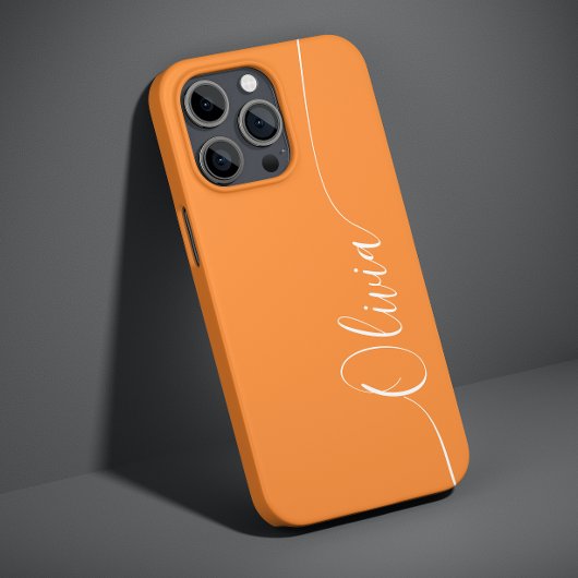 Orange White Elegant Calligraphy Script Name Case-Mate iPhone Hülle