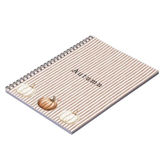 Orange White Fall Pumpkins Brown Stripes Notizblock (Linke Seite)