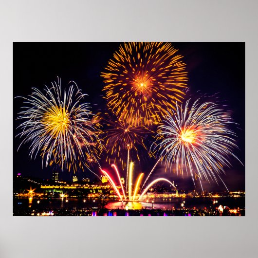 Orange & White Fireworks Poster (Vorne)