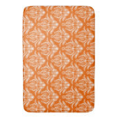 Orange & White Floral Art Deco Muster Badematte (Vorderseite Vertikal)