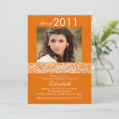Orange & White Foto Abschluss Einladung (Stehend Vorderseite)