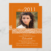 Orange & White Foto Abschluss Einladung (Vorne/Hinten)