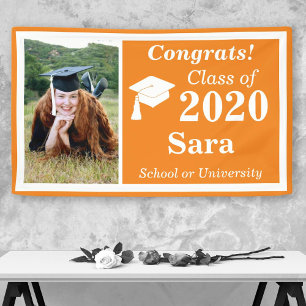 Orange White Foto Class 2020 Abschluss Banner