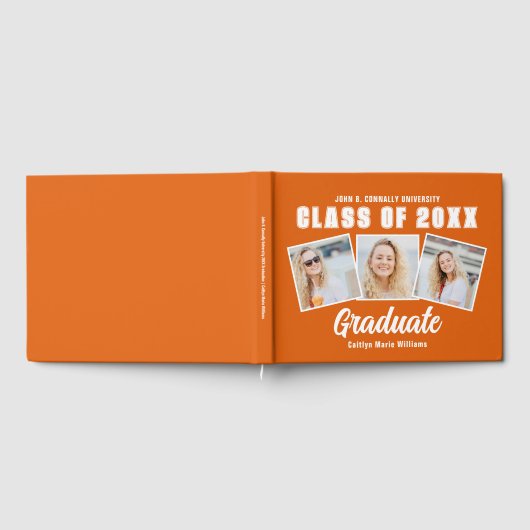 Orange White Foto Class 2025 Abschluss Gästebuch (Voll)
