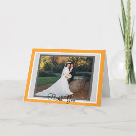Orange White Foto Wedding Dankeskarte