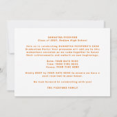 Orange White Funky Foto Uni Foto Abschluss Ankündigung (Rückseite)