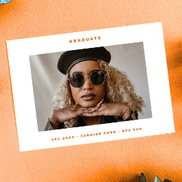 Orange White Funky Foto Uni Foto Abschluss Ankündigung