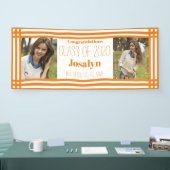 Orange White Geometric Zwei-Foto-Abschluss Banner (Messe)