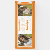 Orange White Geometric Zwei-Foto-Abschluss Banner (Vertikal)