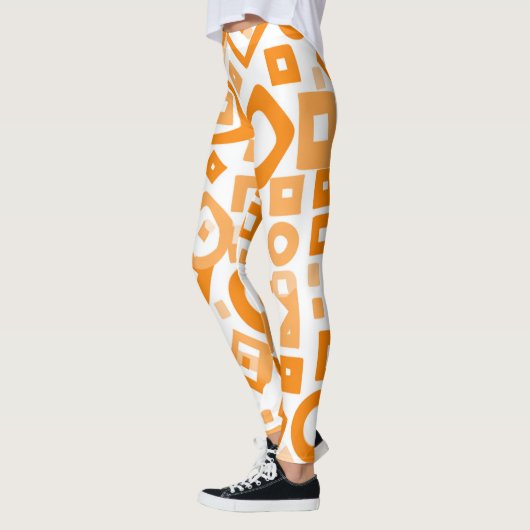 Orange White GeometryLeggings Leggings (Links)
