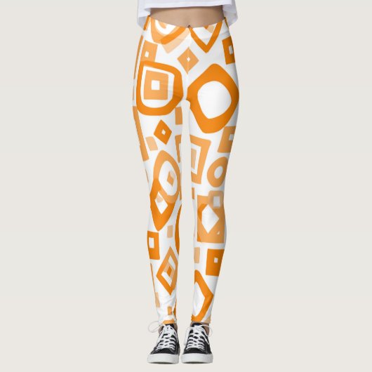 Orange White GeometryLeggings Leggings (Vorderseite)