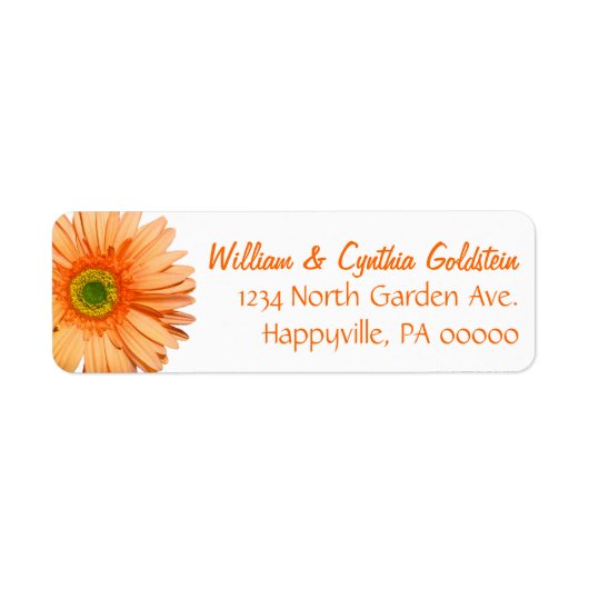 Orange & White Gerbera Daisy Custom Address Label (Vorne)