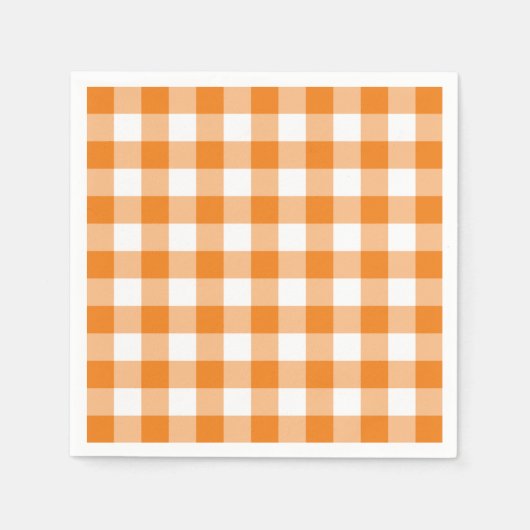 Orange White Gingham Karo Pattern Serviette (Vorderseite)