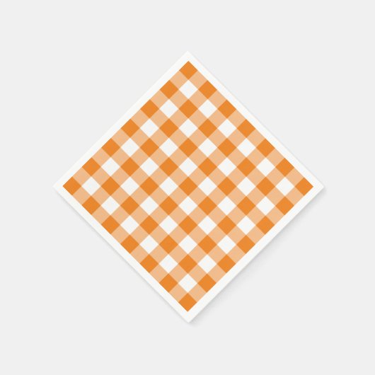 Orange White Gingham Karo Pattern Serviette (Ecke)