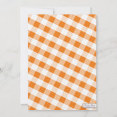 Orange & White Gingham Leinwand Babydusche Einladung (Rückseite)