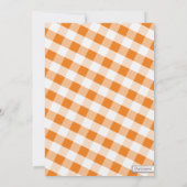 Orange & White Gingham Leinwand Brautparty Einladung (Rückseite)