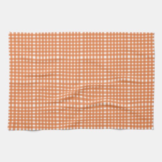Orange White Gingham Pattern Geschirrtuch (Horizontal)
