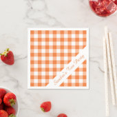 Orange White Gingham Pattern Personalisiertes Part Serviette (Beispiel)