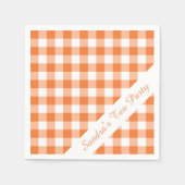 Orange White Gingham Pattern Personalisiertes Part Serviette (Vorderseite)