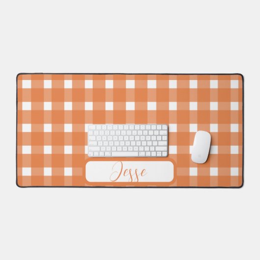 Orange White Gingham Pattern Schreibtischunterlage (Tastatur & Maus)
