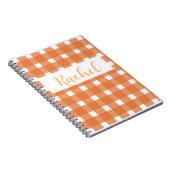 Orange White Gingham Personalisiert Notizblock (Rechte Seite)