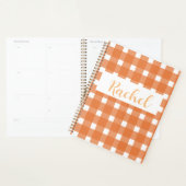 Orange White Gingham Personalisiert Planer (Anzeige)