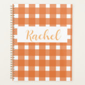 Orange White Gingham Personalisiert Planer (Vorderseite)
