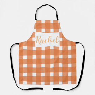 Orange White Gingham Personalisiert Schürze