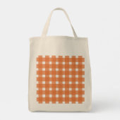 Orange White Gingham Personalisiert Tragetasche (Rückseite)