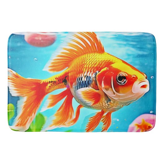 Orange White Goldfish Badematte (Vorderseite)
