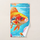 Orange White Goldfish Badhandtuch Set (Handtuch)