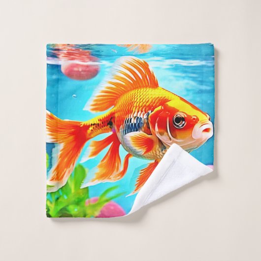 Orange White Goldfish Badhandtuch Set (Waschlappen)