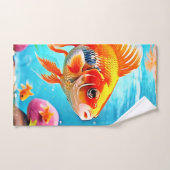 Orange White Goldfish Badhandtuch Set (Handtuch)