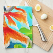 Orange White Goldfish Geschirrtuch (Viertel Falte)